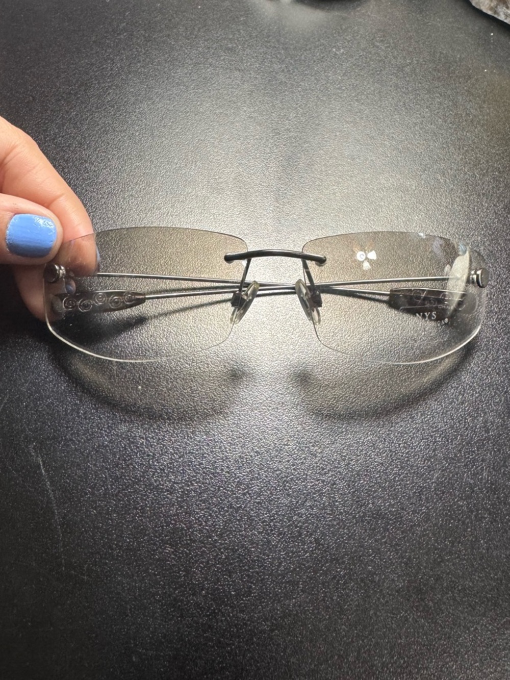NYS Rimless Rectangle Sunglasses with Subtle Gradient Lenses